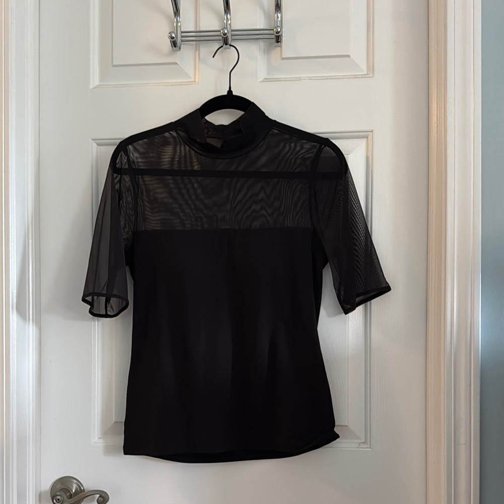 White House Black Market Sheer Black Blouse